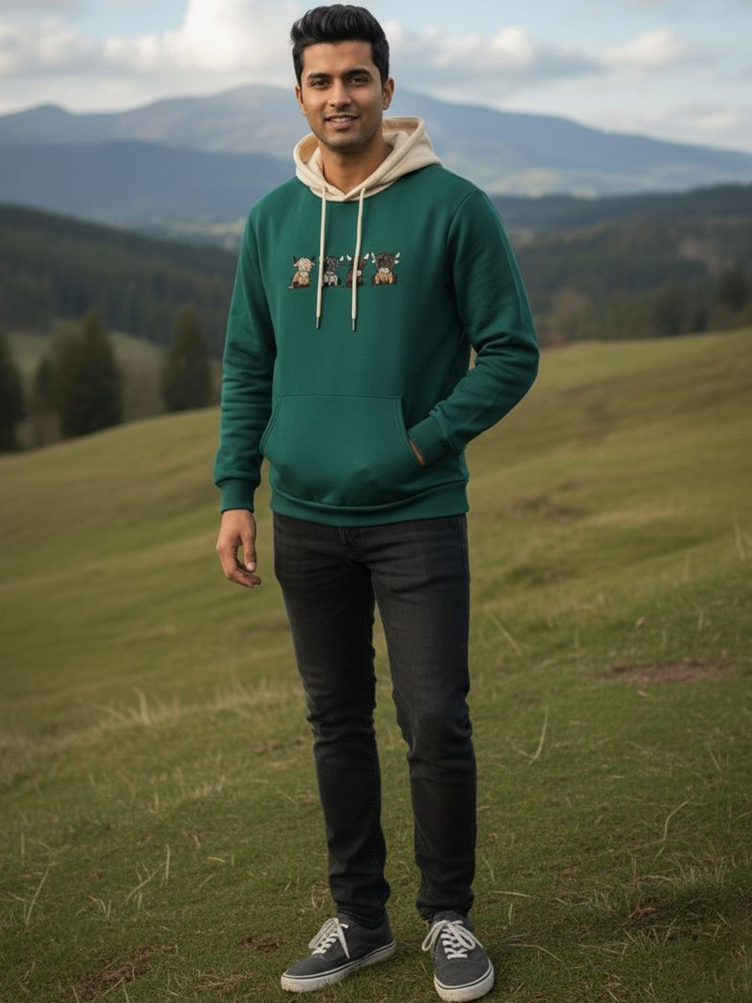 TAGDO FASHION Men Printed Hooded Sweatshirt