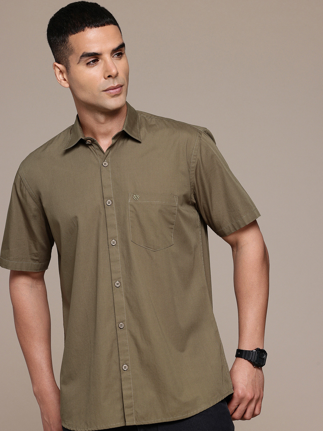Olive Green Regular Fit Casual Shirt