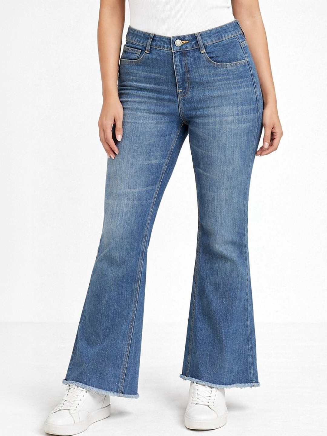 STEPLE DENIMS Women Flared High-Rise Light Fade Jeans