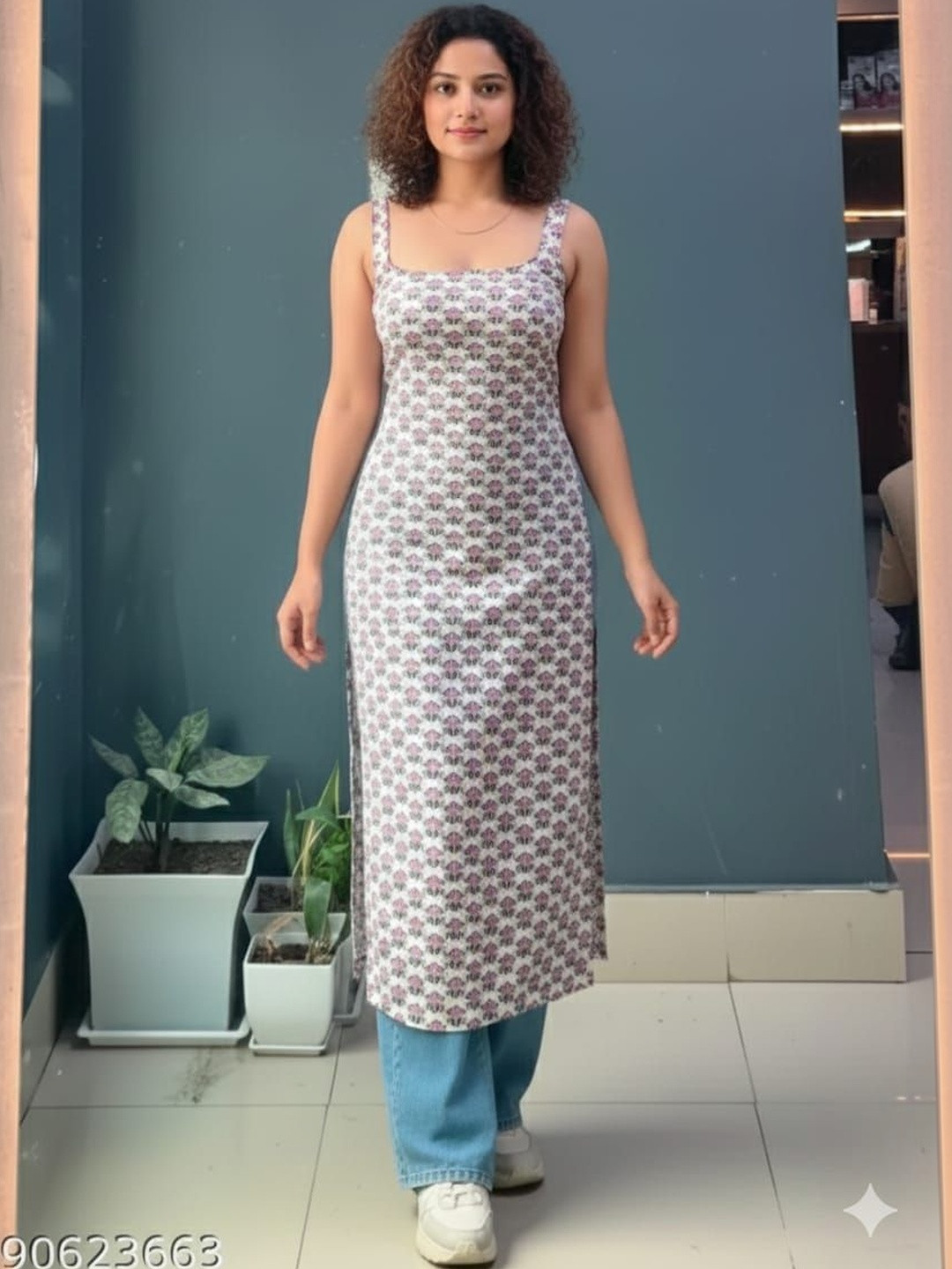Classy Creation Floral Printed Square Neck Kurti