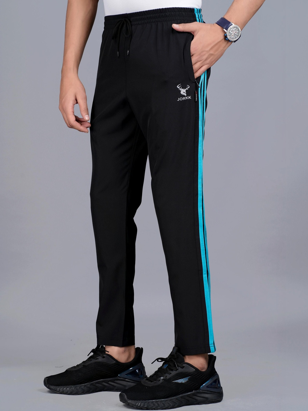 JORKK Men Regular Fit Striped Training Track Pants