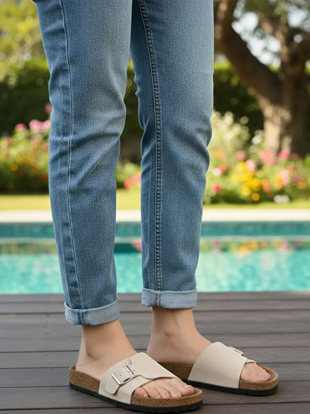 LYDC Women Open Toe Flats with Buckles