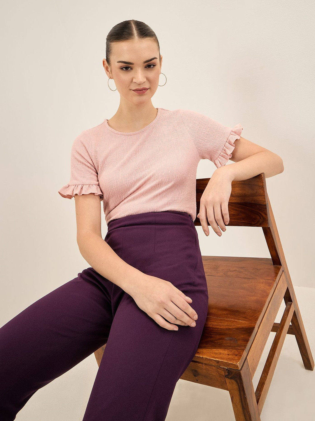 SALT ATTIRE Flutter Sleeve Ruffles Top