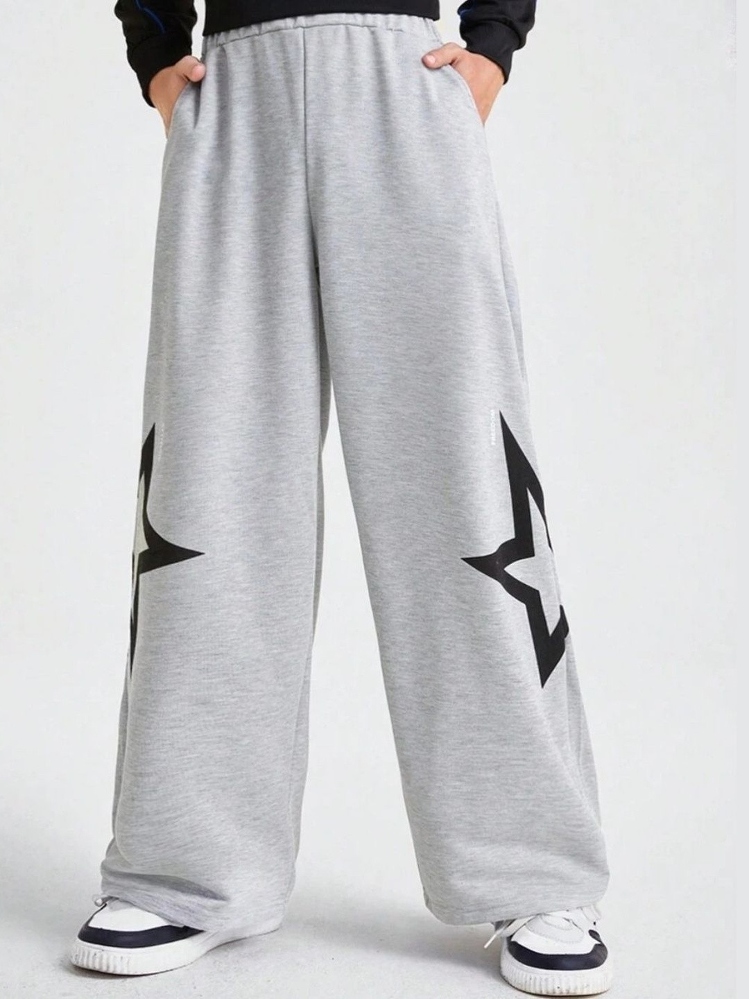 Dopestar Men Relaxed Fit Typography Wide Leg Trousers