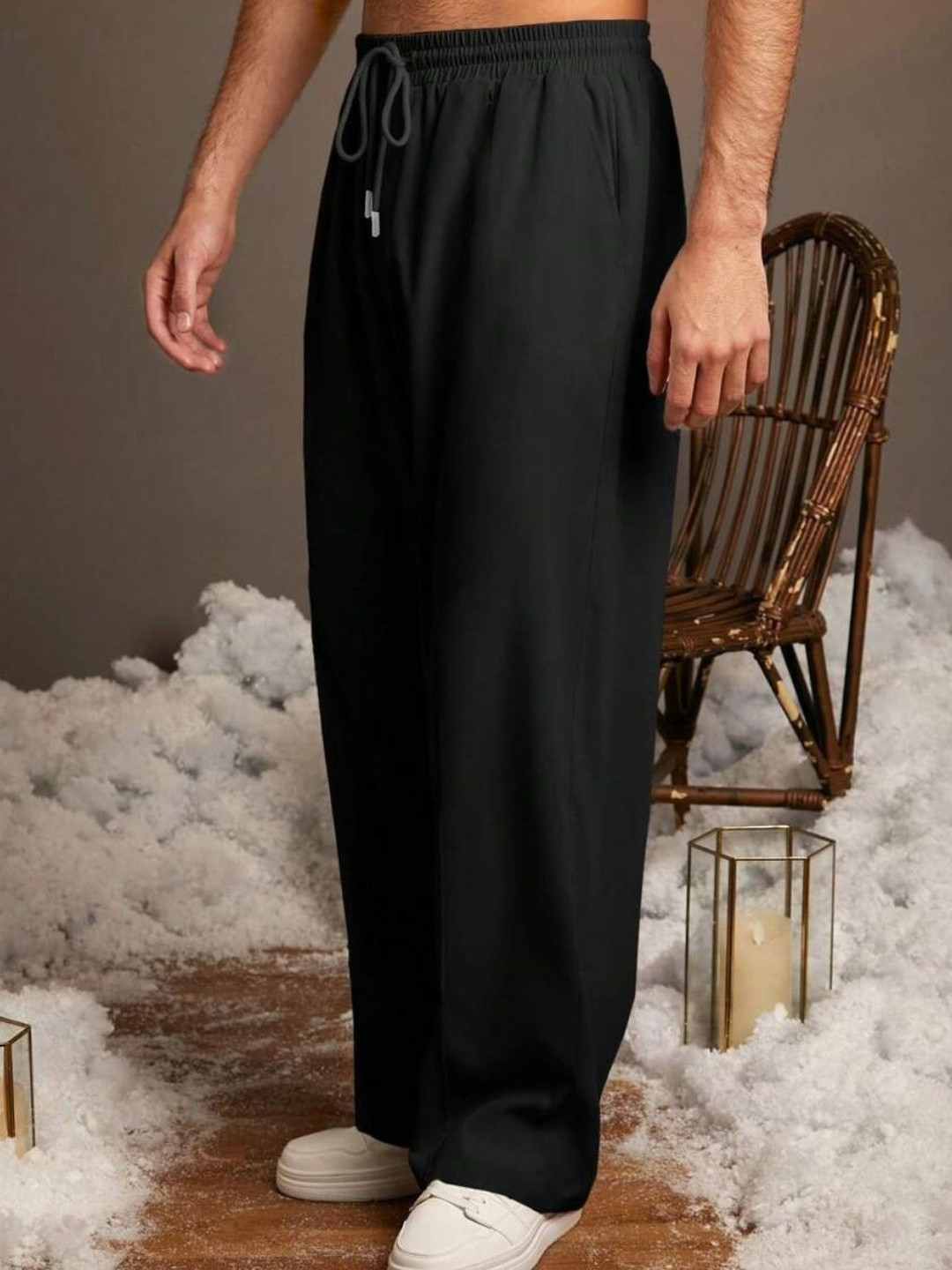 Dopestar Men Relaxed Straight Leg Straight Fit Easy Wash Trousers
