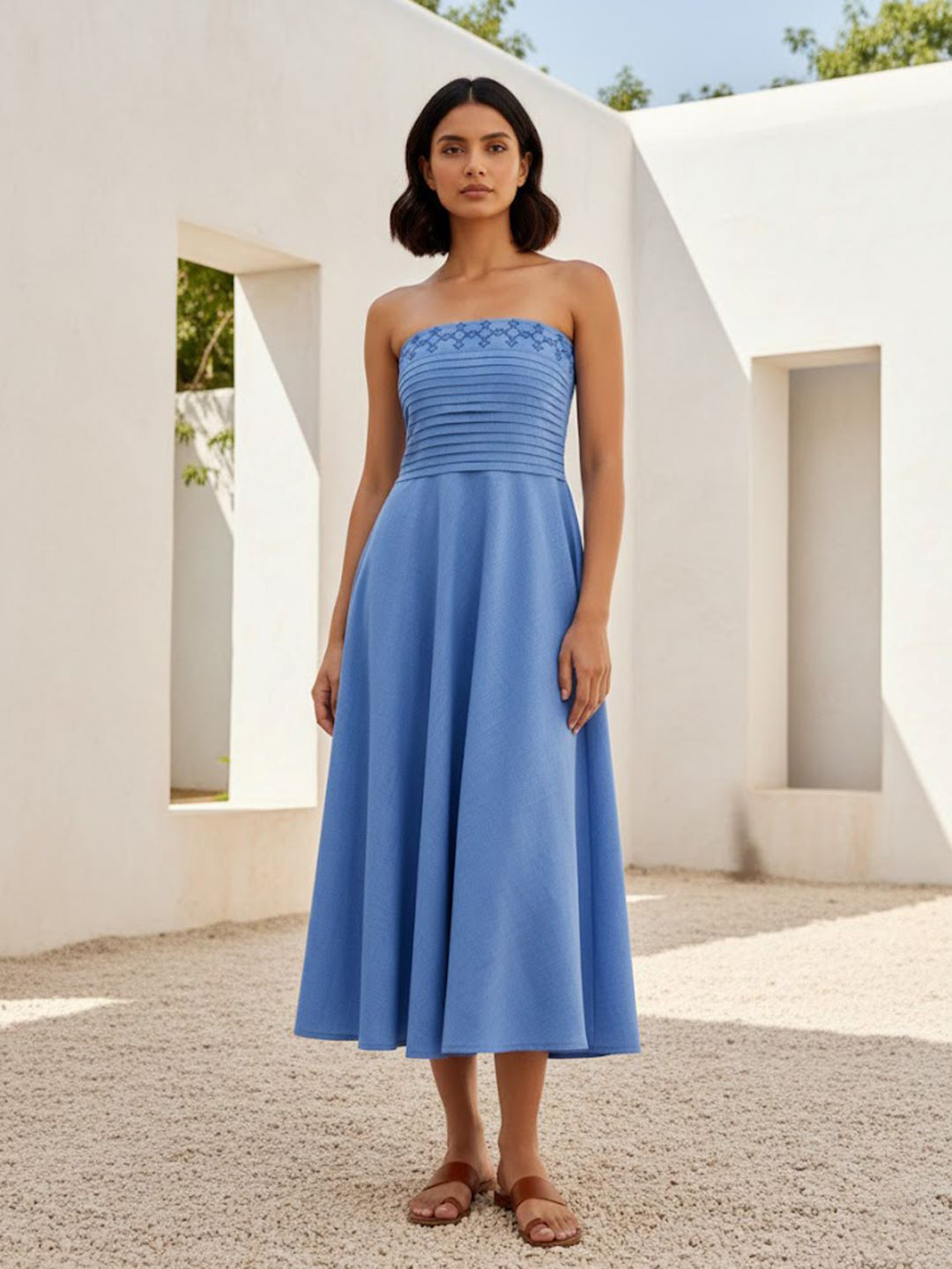 OBSHIVKA Linen A-Line Midi Dress