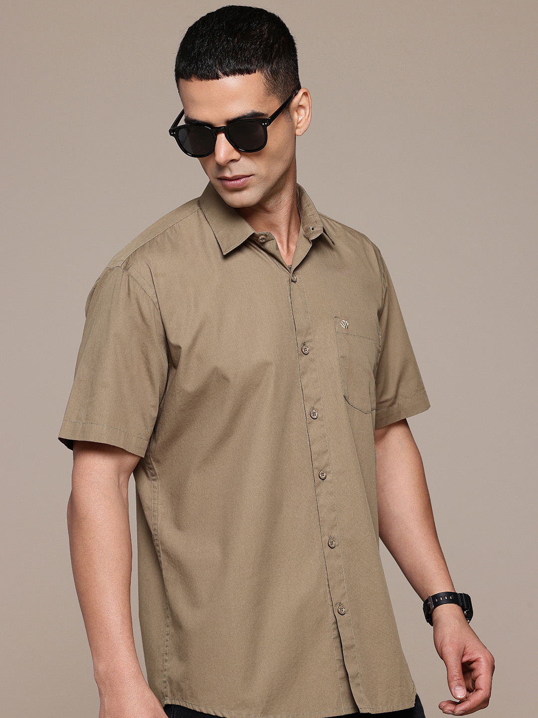 Olive Brown Regular Fit Casual Shirt