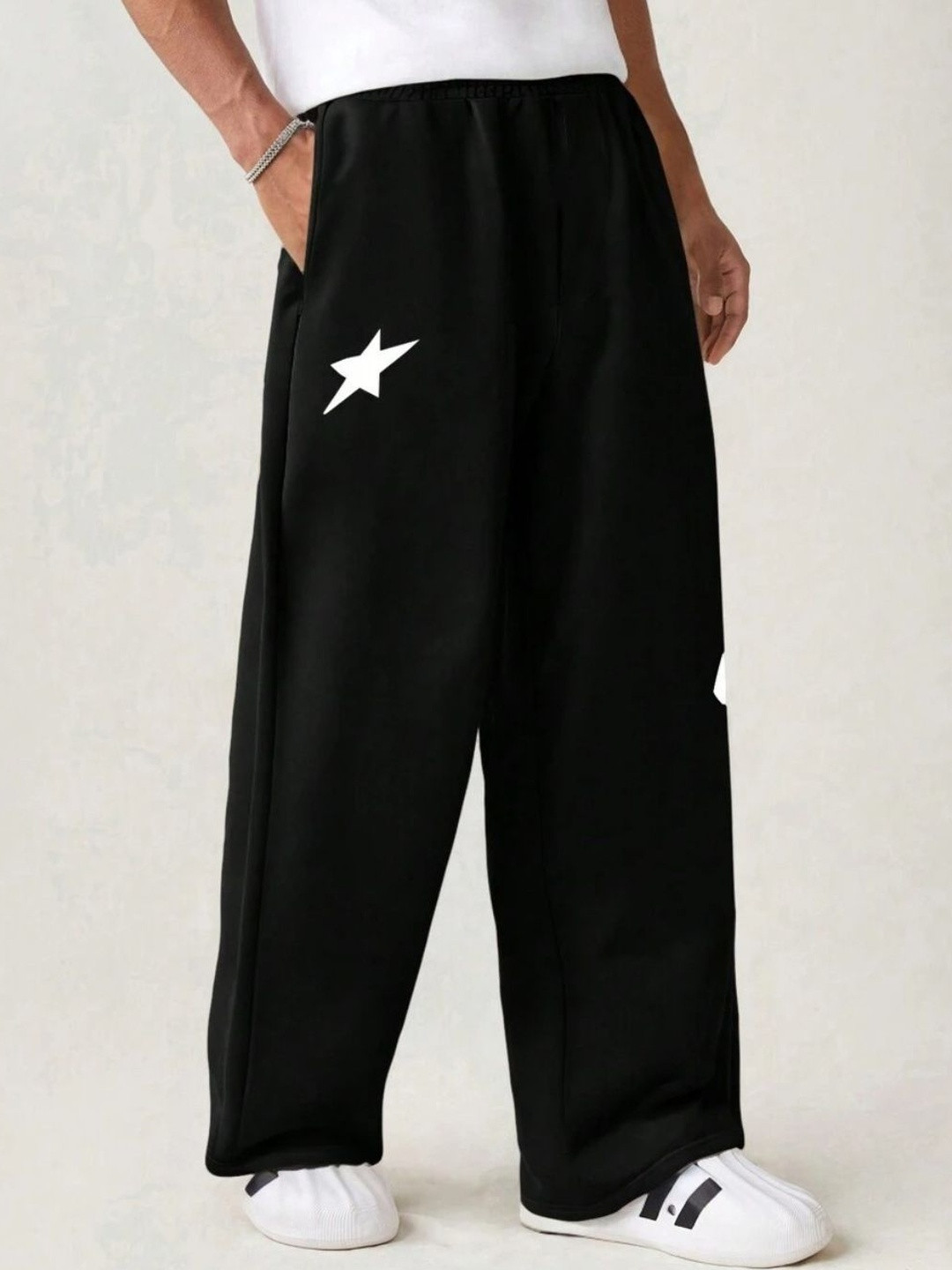 Dopestar Men Geometric Relaxed Straight Fit Trousers