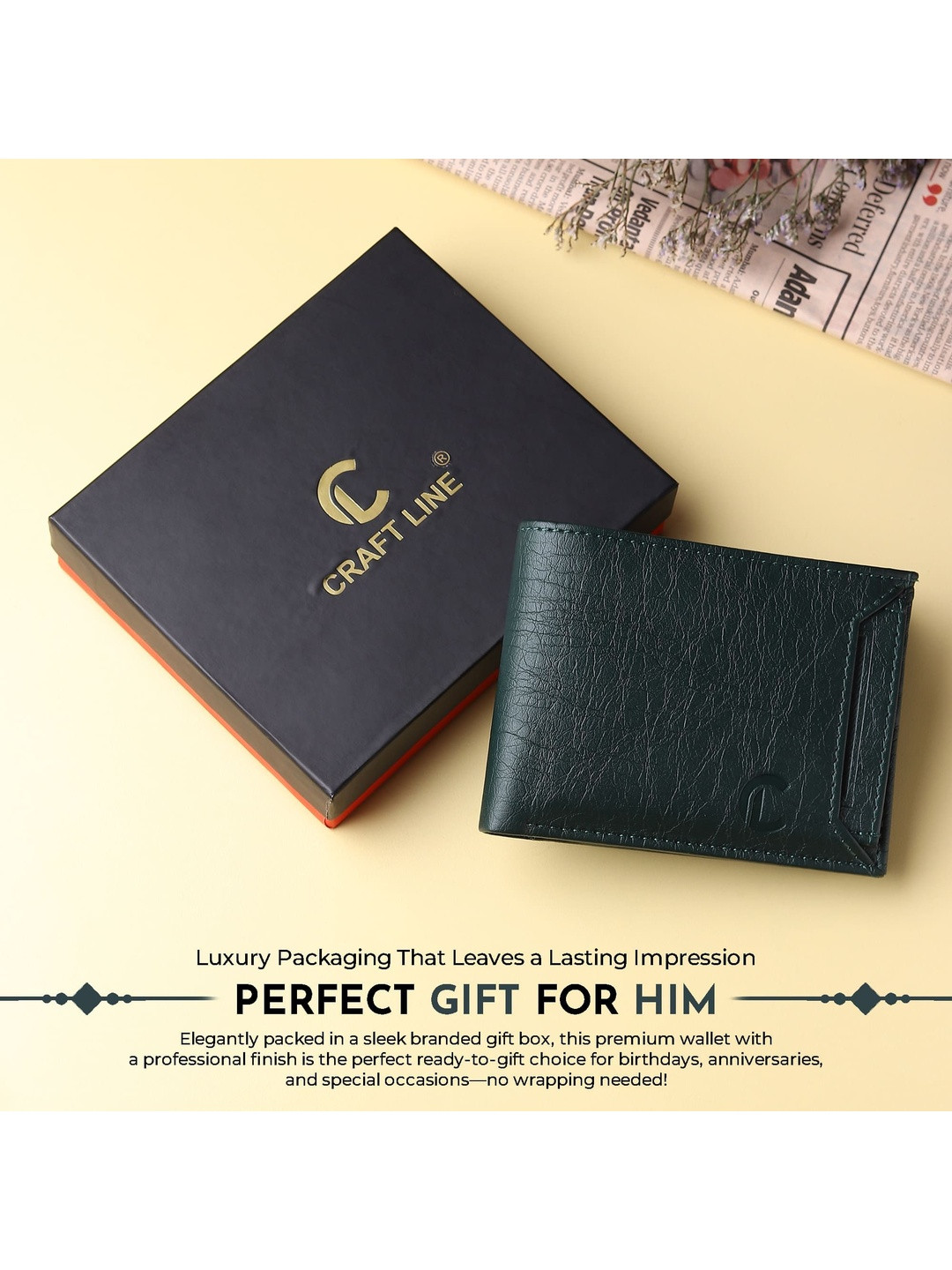 CRAFT LINE Men Textured PU Two Fold Wallet