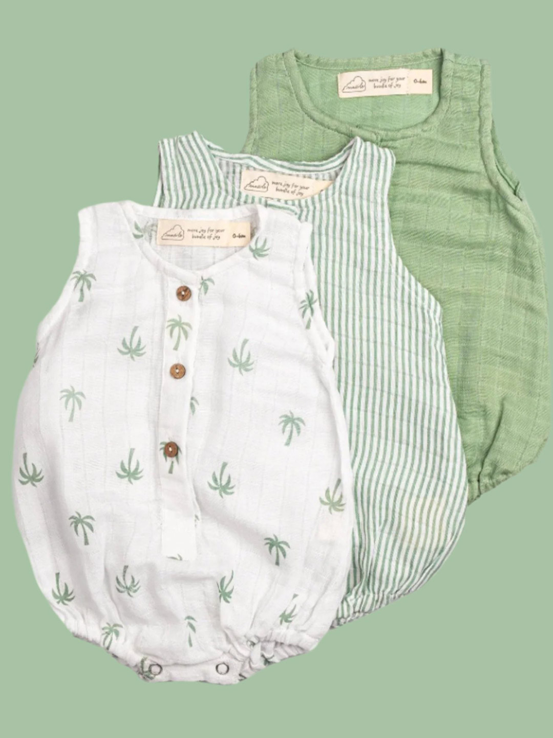 Masilo Infants Kids Pack Of 3 Organic Cotton Bodysuit