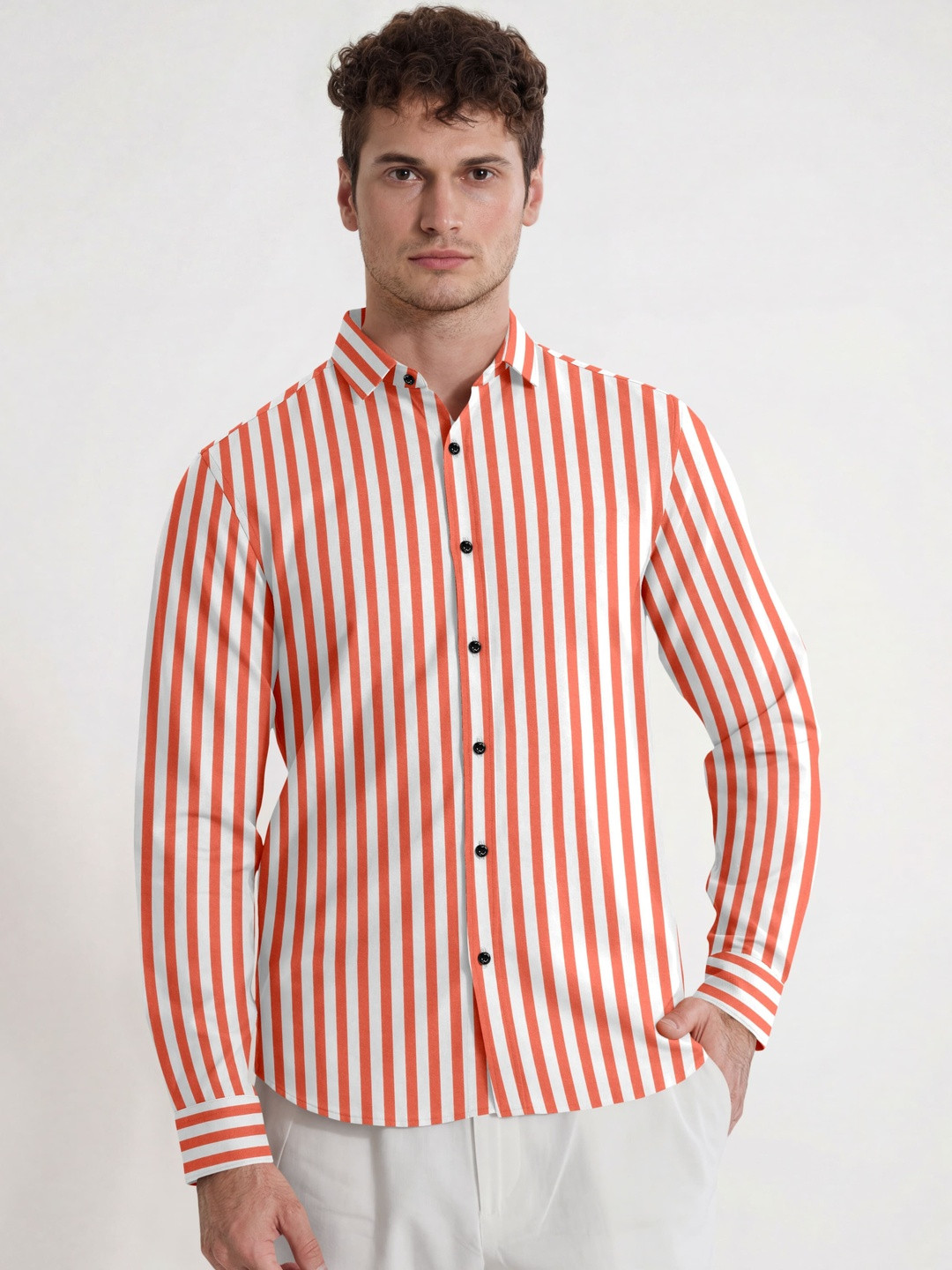 SANBROS Men Classic Striped Casual Shirt