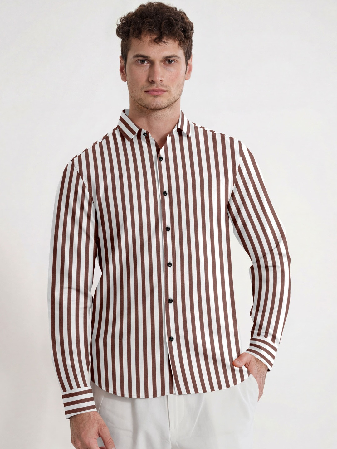 SANBROS Men Classic Striped Casual Shirt