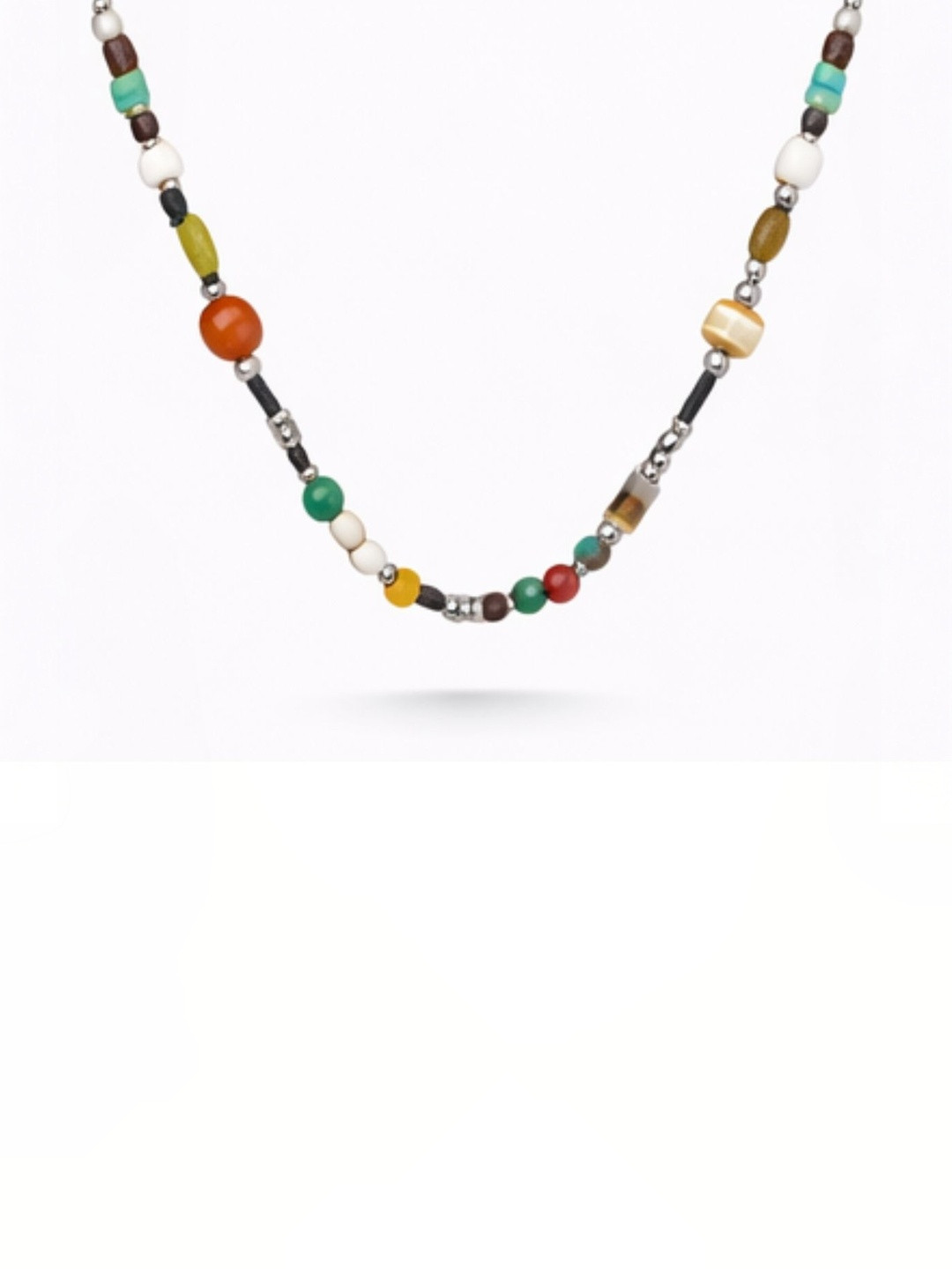 QUECY Sterling Silver Silver-Plated Bohemian Necklace