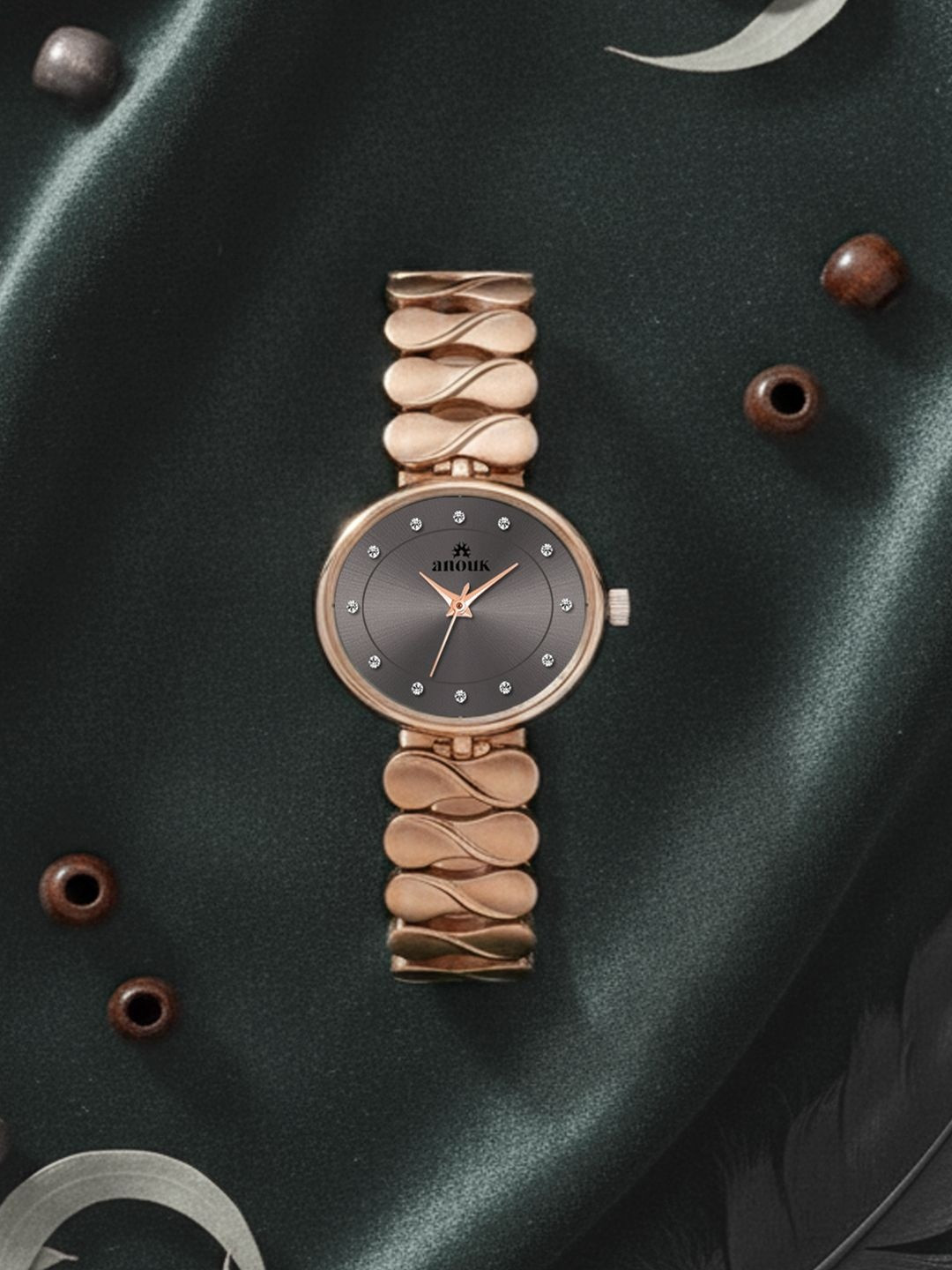Anouk Women Brass Dial & Bracelet Style Straps Analogue Watch ANW-048-GRY