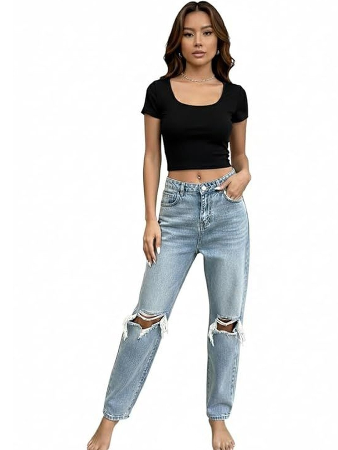 Thrifty Thread Cotton Blend Crop Top