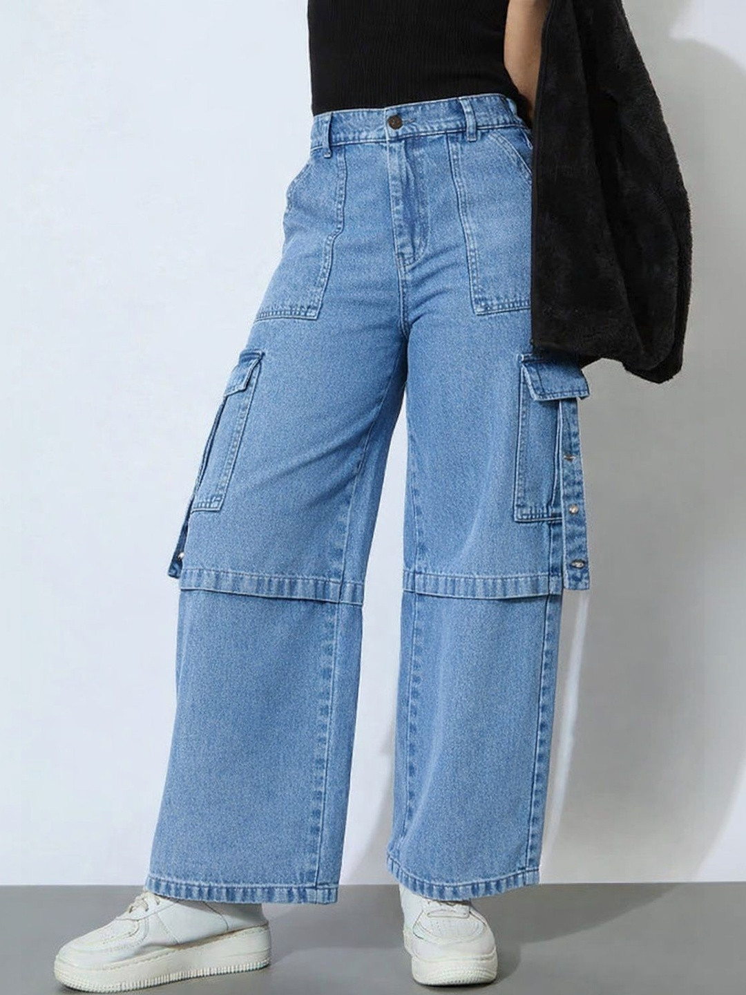 ADBUCKS Girls Flared High-Rise Stretchable Jeans