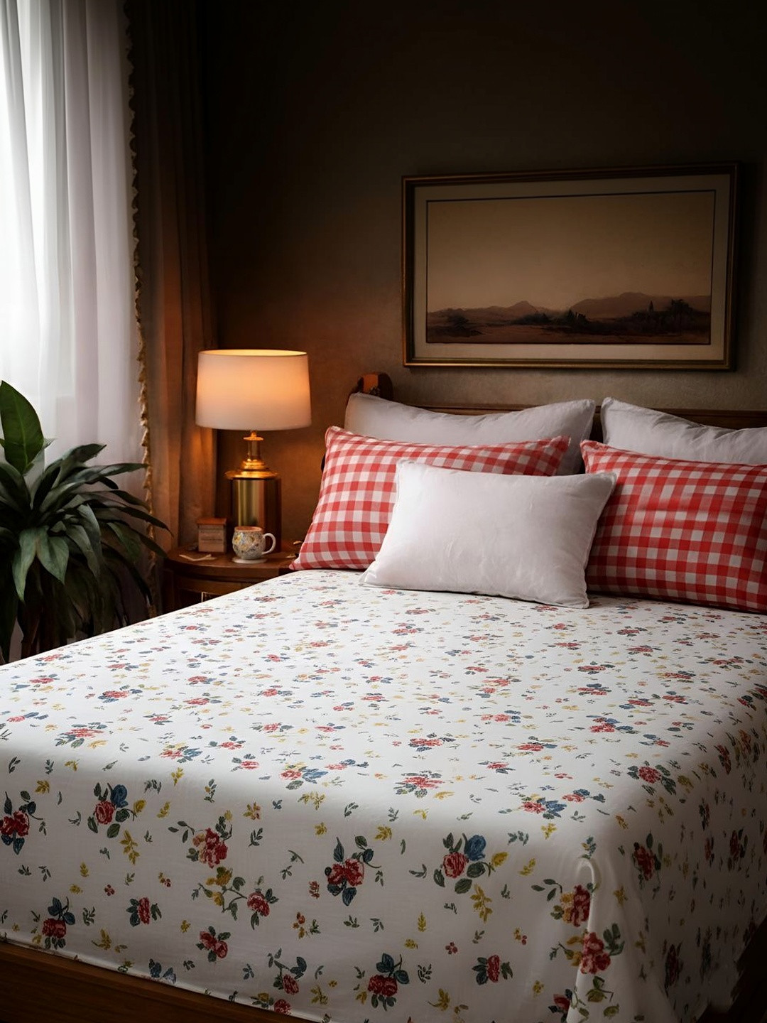Utopia Bedding White Floral 300 TC King Bedsheet with 2 Pillow Covers