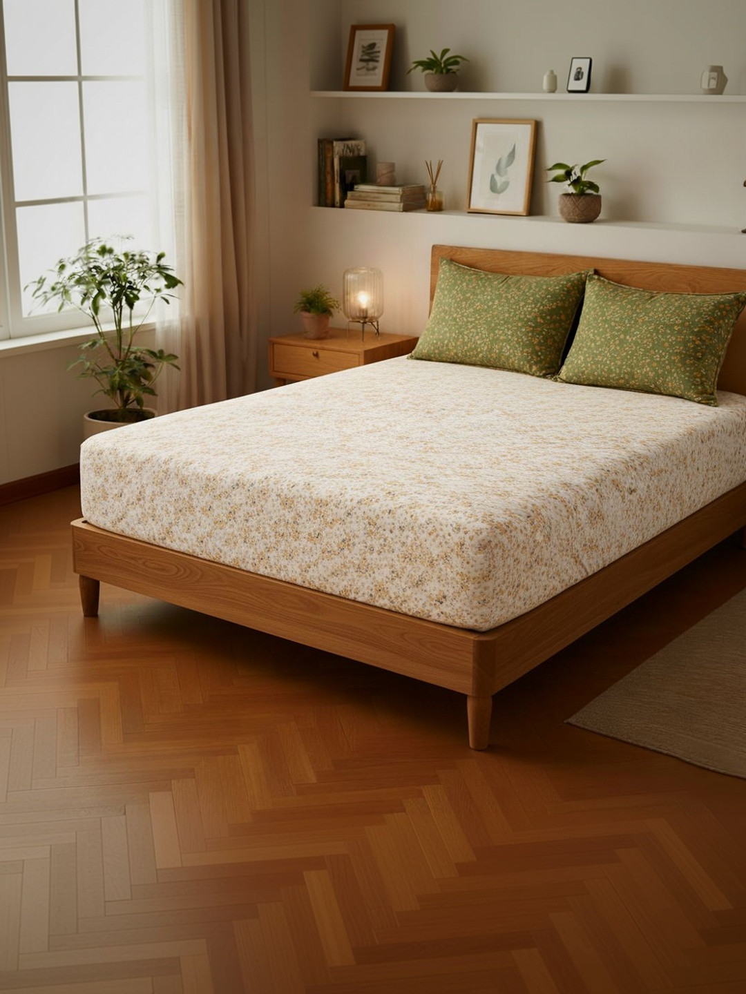 Utopia Bedding White Floral 300 TC Bedsheet with 2 Pillow Covers