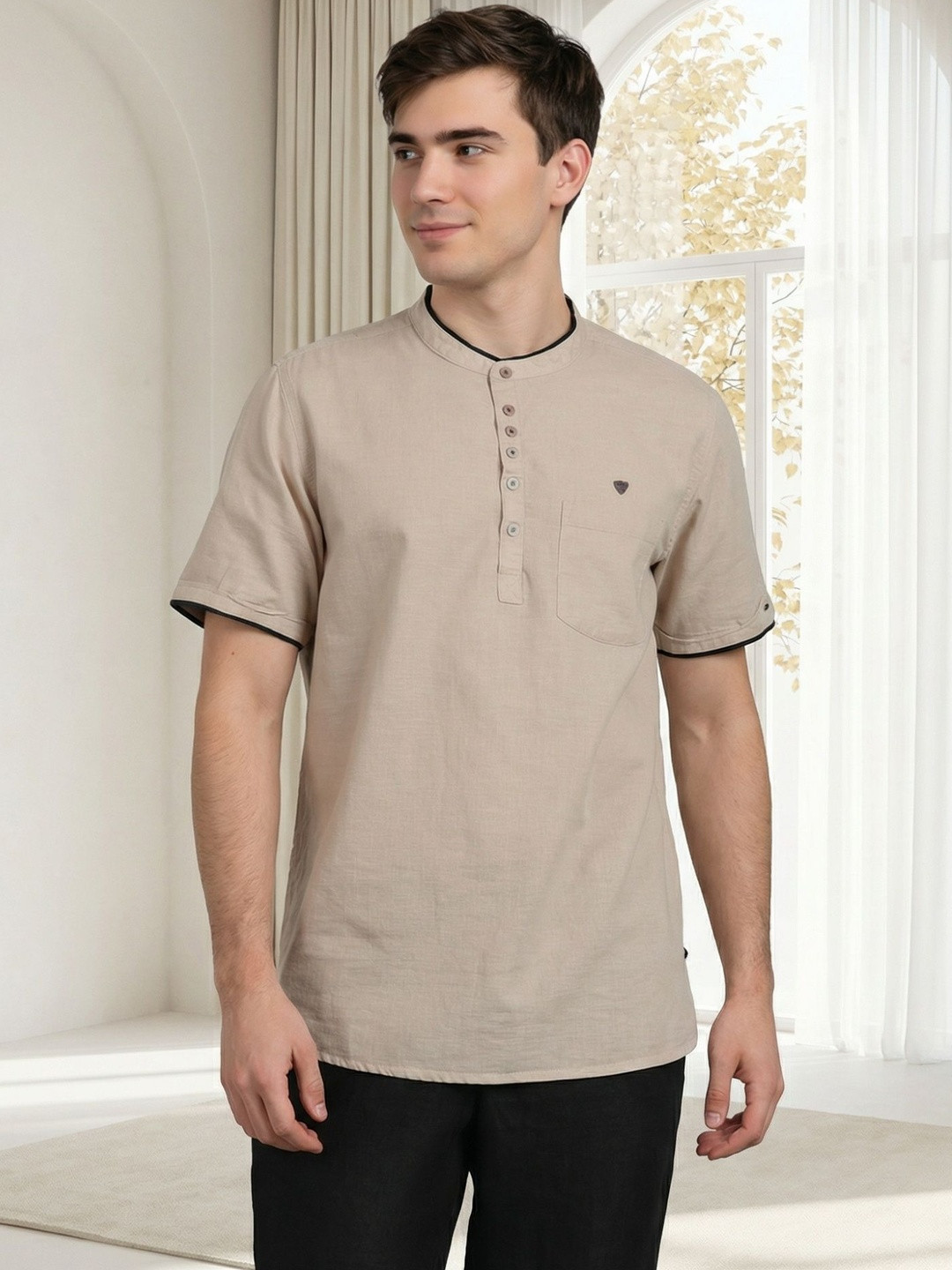 Kuons Avenue Men Thread Work Pastels Kurta