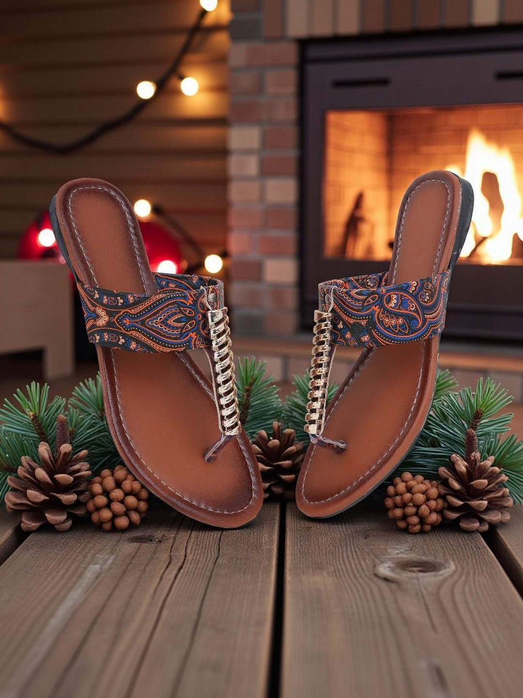 Kapani Fashion Women Printed Open Toe Flats