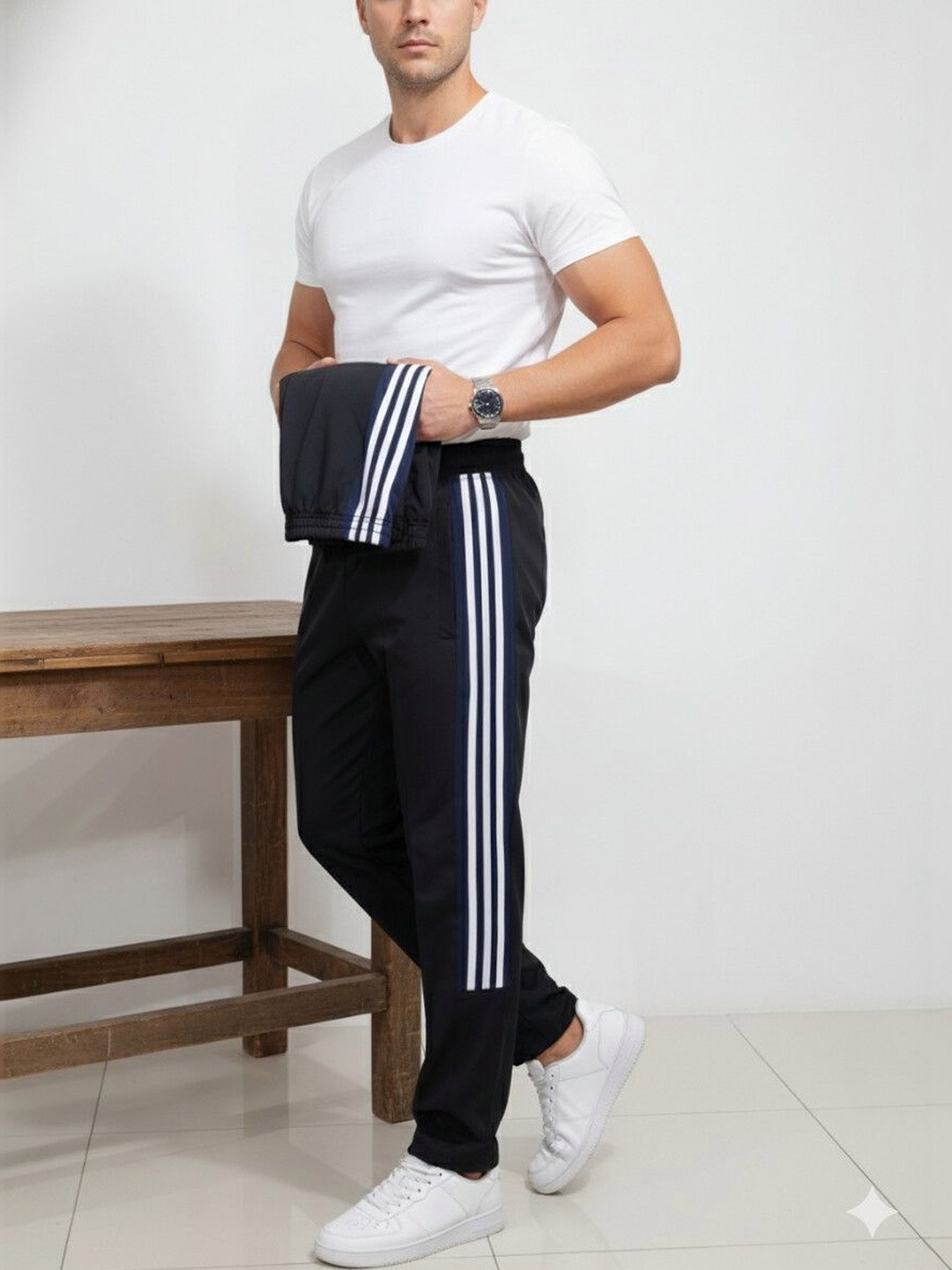JORKK Men Relaxed Fit Striped Dry Fit Training Track Pants
