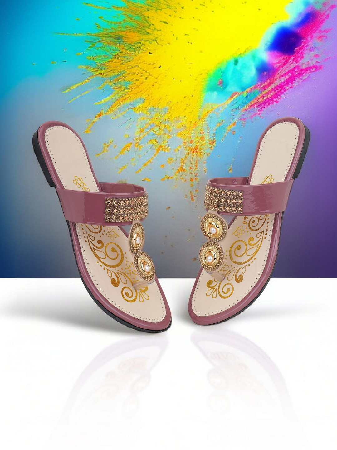 Kapani Fashion Women Printed Open Toe Flats