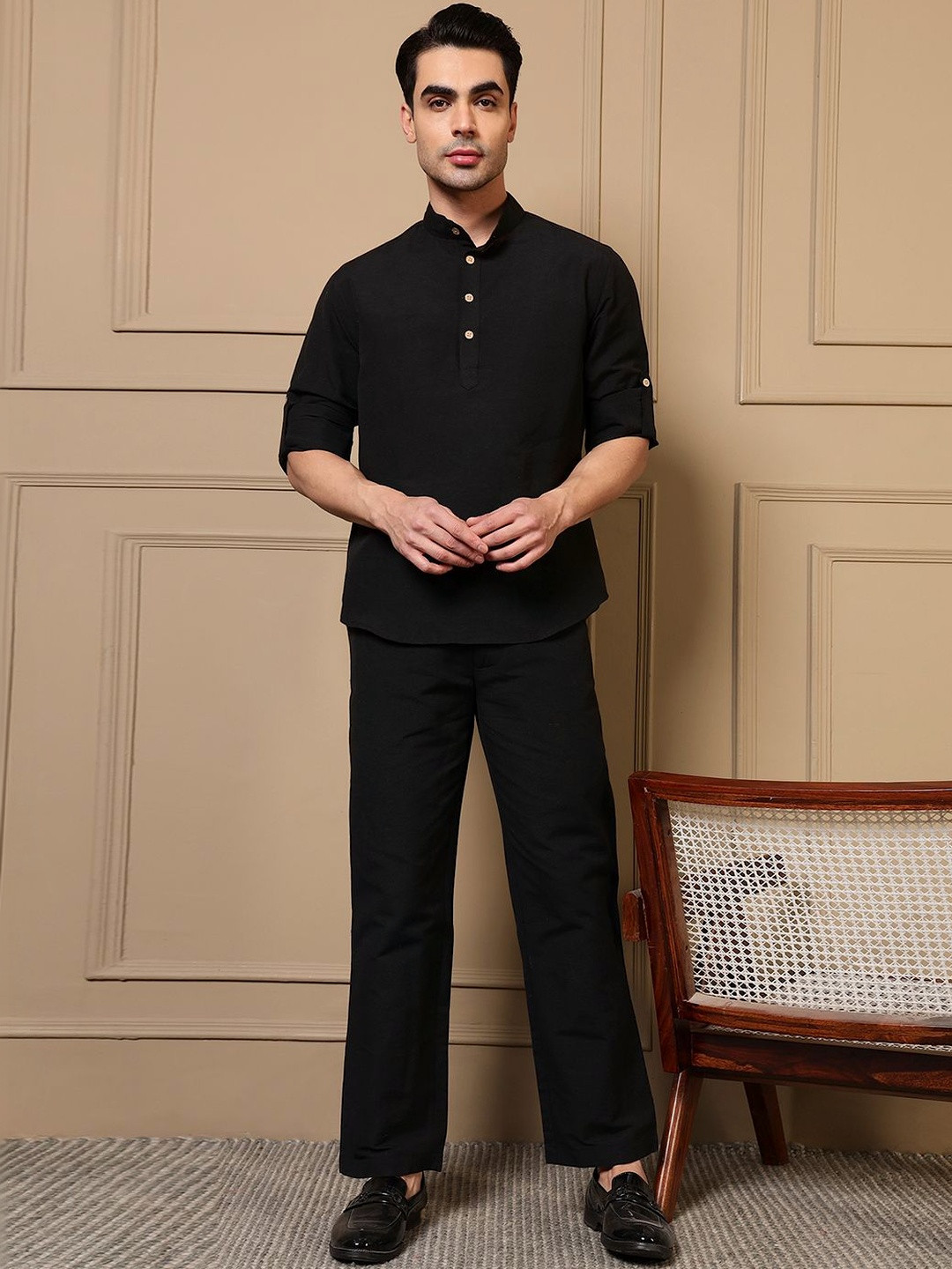 Amanush Cotton Solid Tunic with Trousers