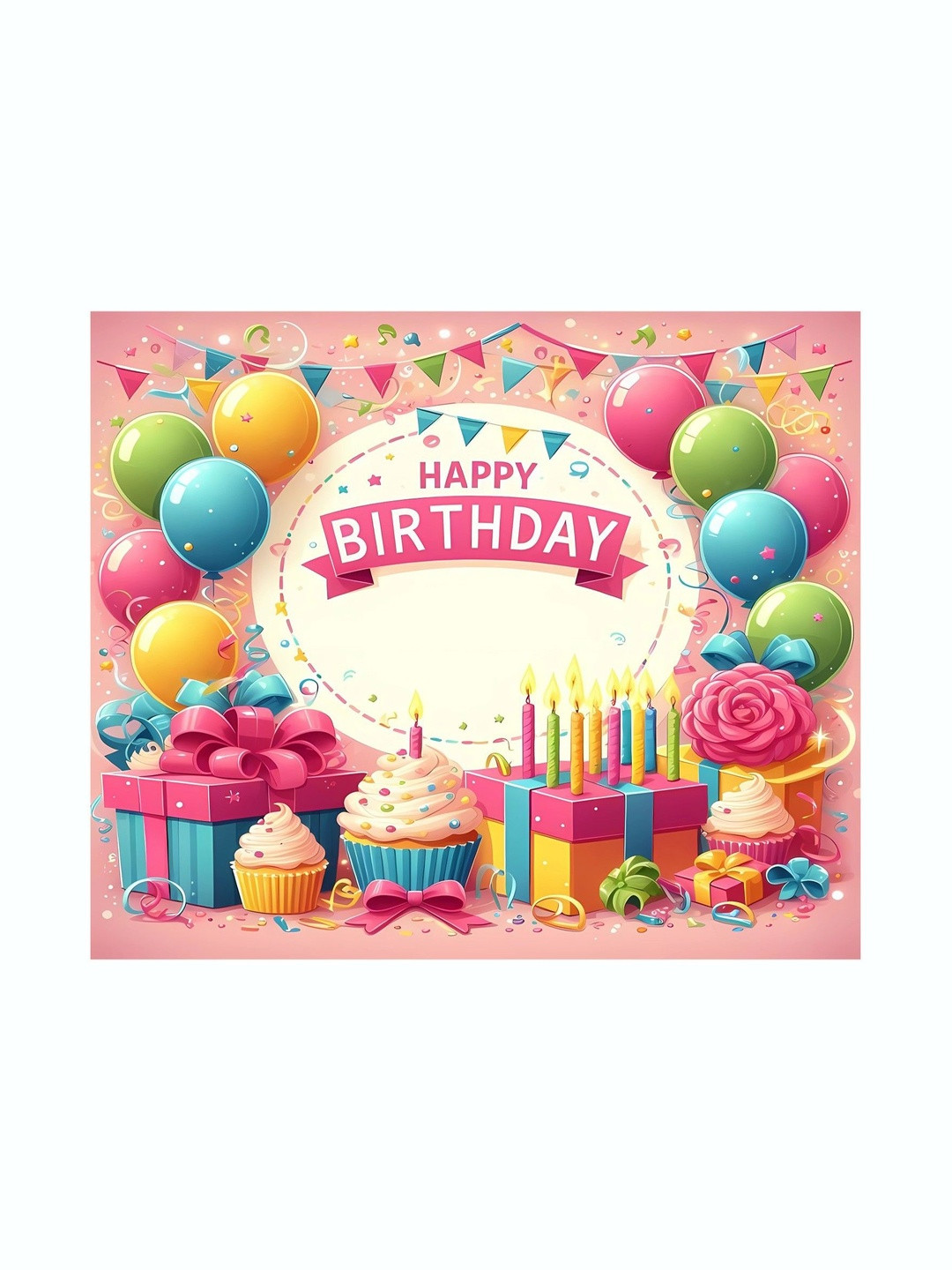 Aura Colorful Happy Birthday Party Backdrop for Kids