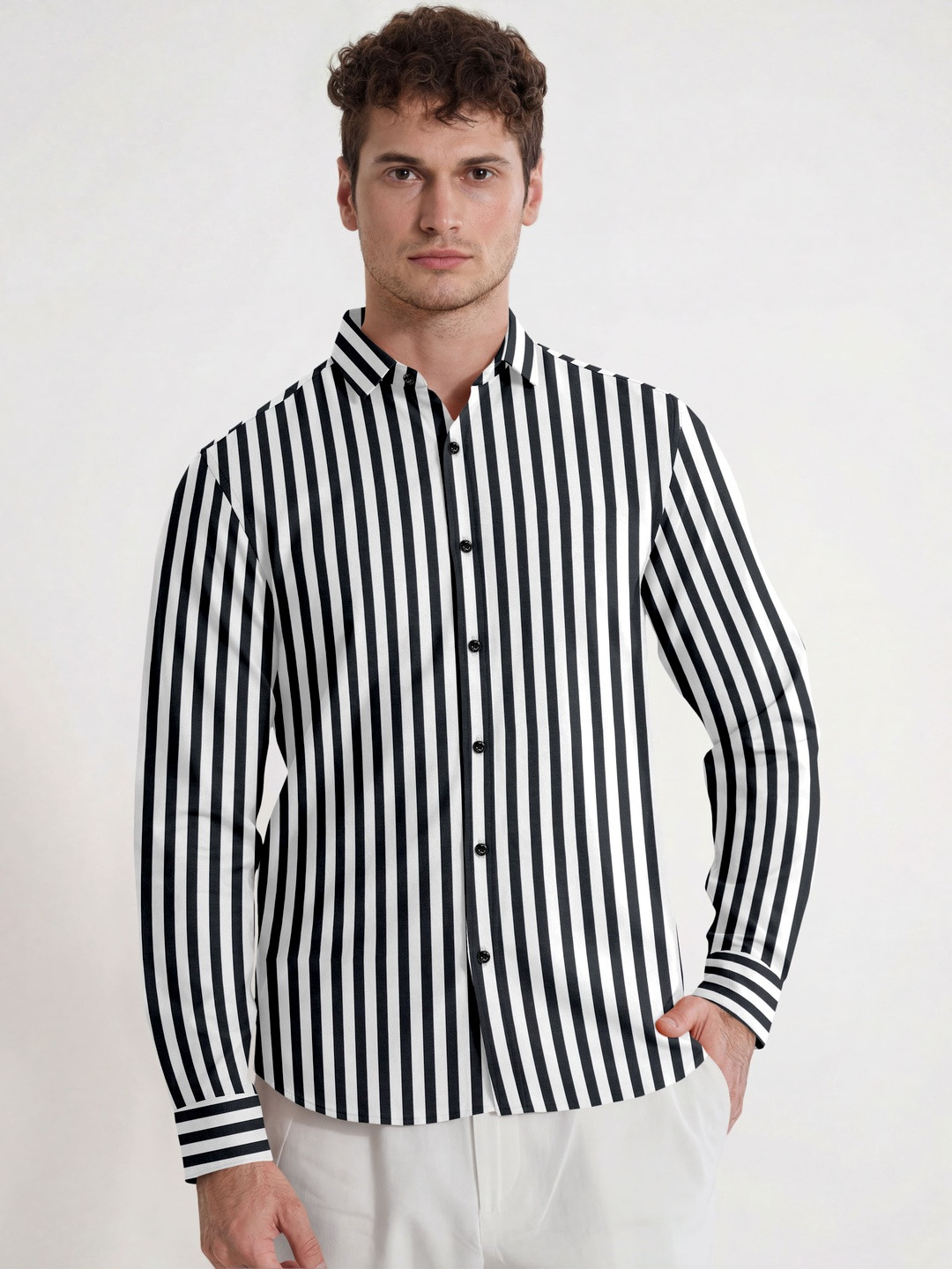 SANBROS Men Classic Striped Casual Shirt