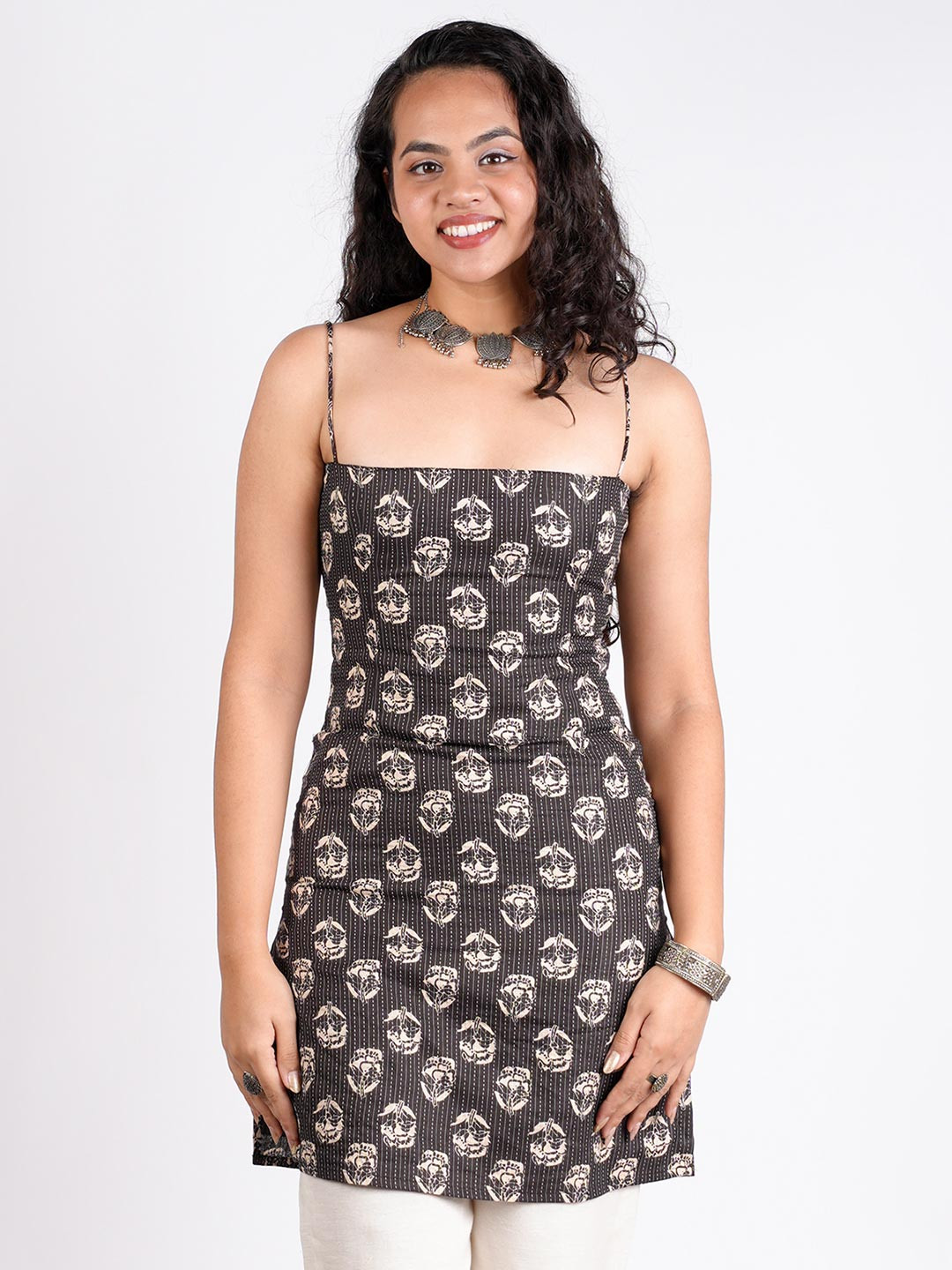 NISHORAMA Ethnic Motifs Printed Square Neck Pure Cotton Kurti