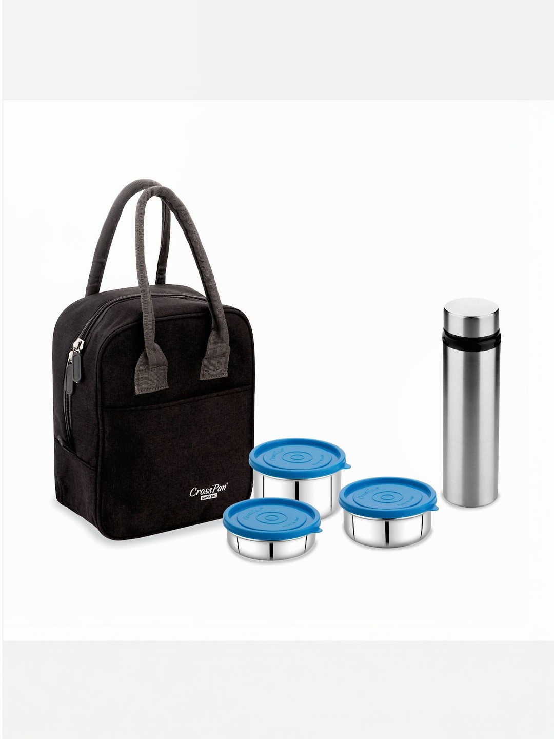 CrossPan 3 Pieces Stainless Steel Lunch Box with Bag & Bottle