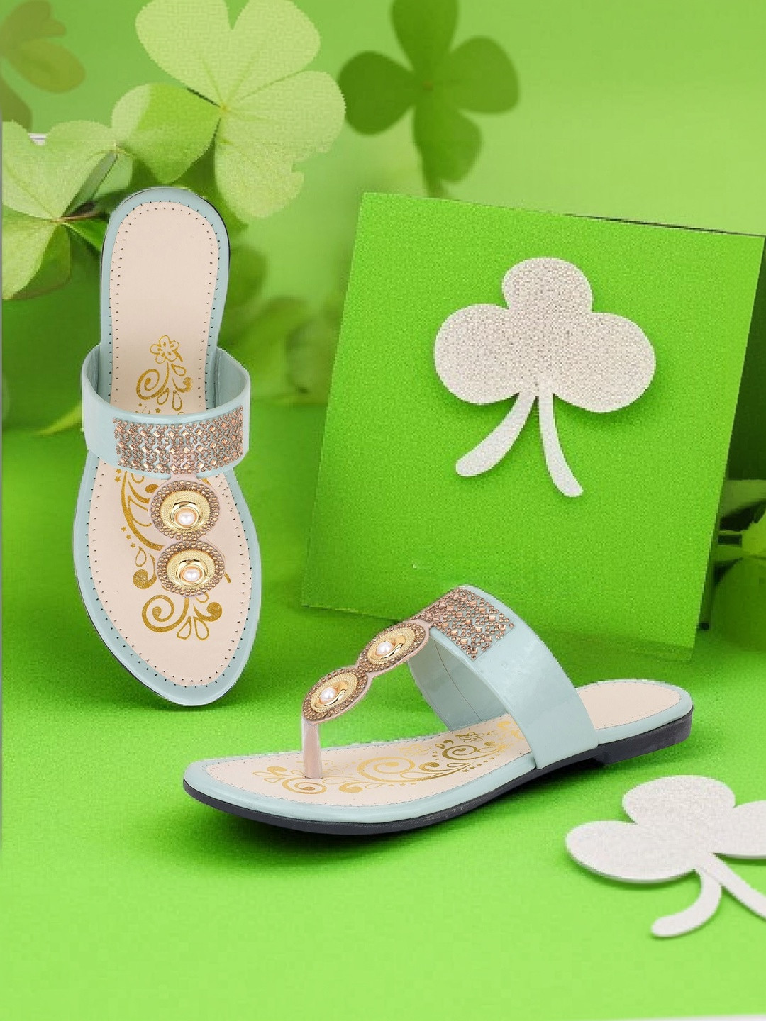 Kapani Fashion Women Printed Open Toe Flats with Bows