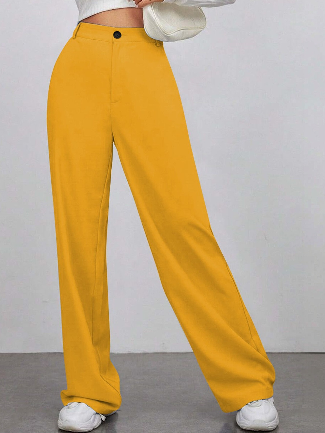 CREZYVEZY Women High-Rise Wrinkle Free Trousers