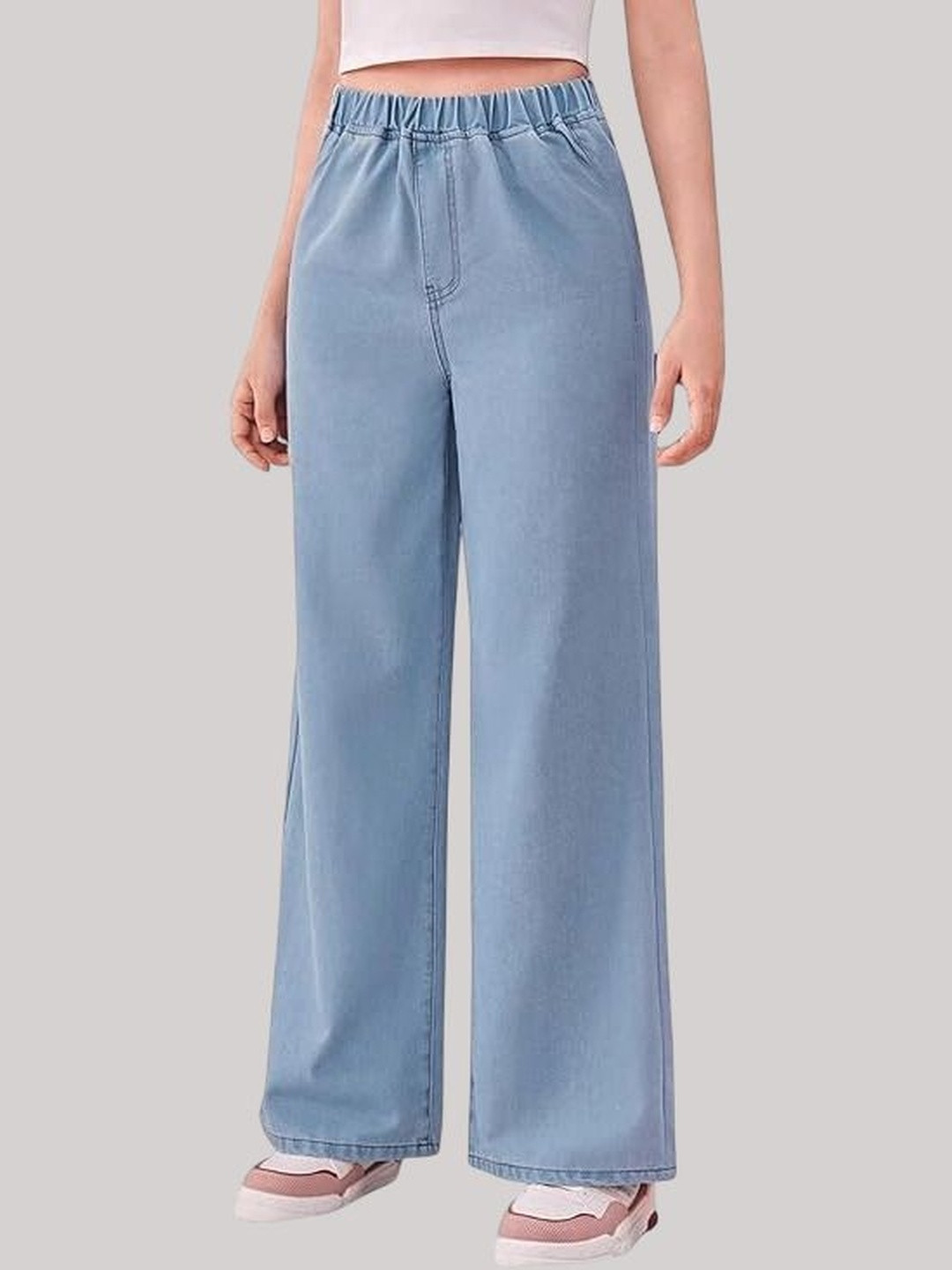 ADBUCKS Girls Flared High-Rise Stretchable Jeans