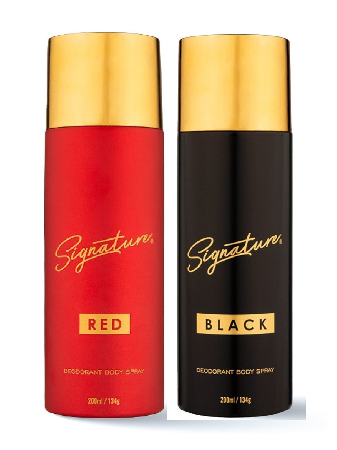 Signature Set Of 2 Long Lasting Black & Red Deodorant Body Spray - 200 ml Each