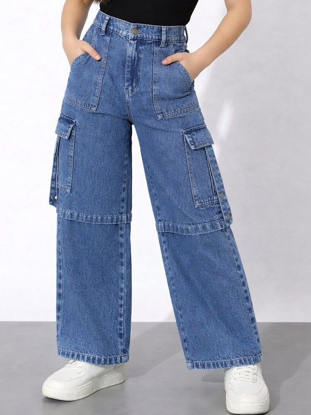 ADBUCKS Girls Flared High-Rise Stretchable Jeans