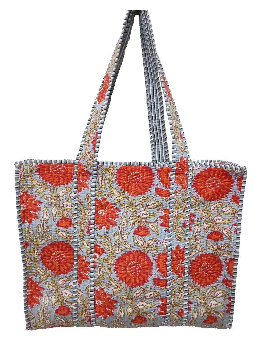 DORAYA Floral Printed Oversized Shopper Tote Bag with Quilted