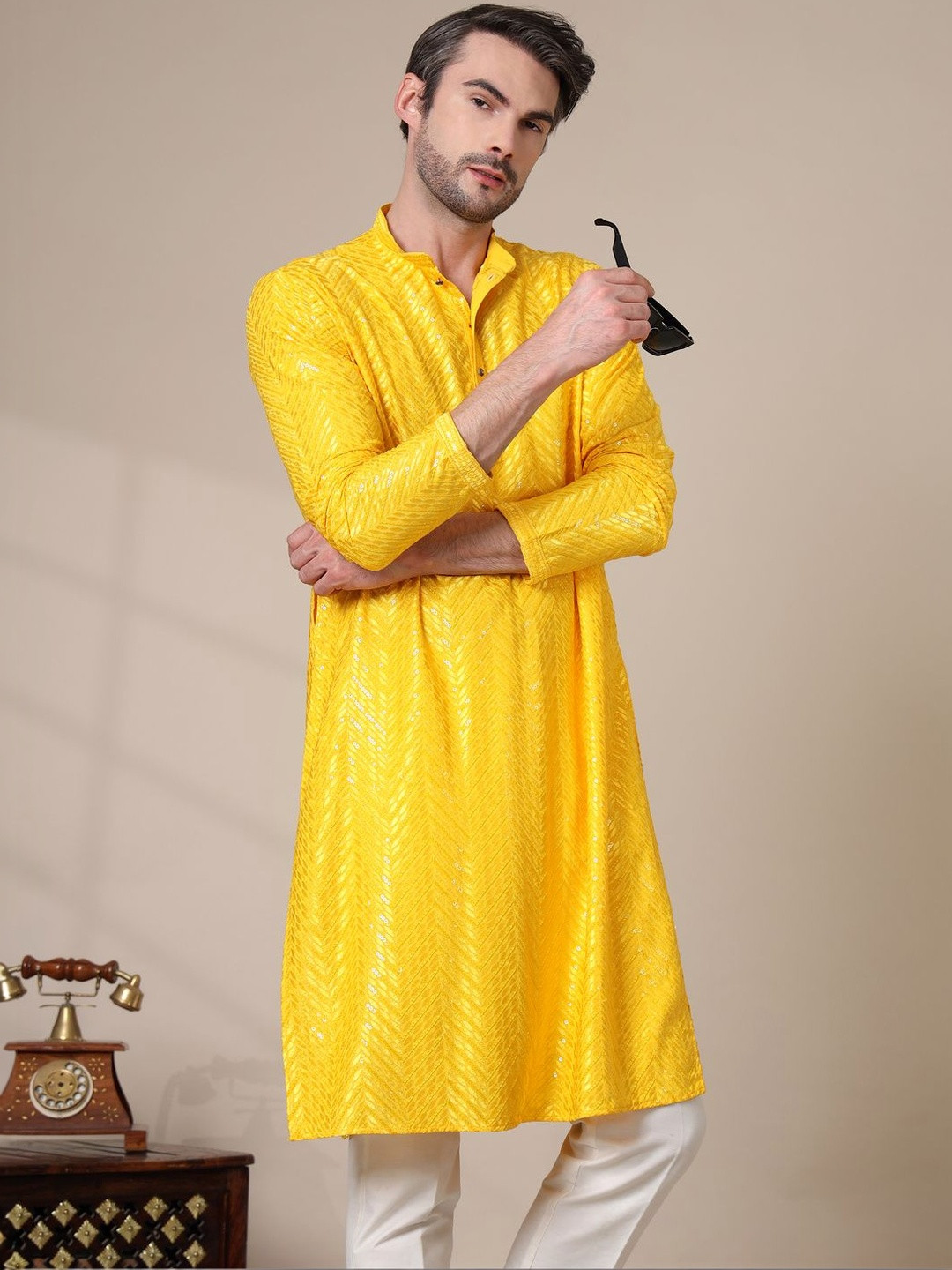 HERE&NOW Men Regular Kurta with Trousers