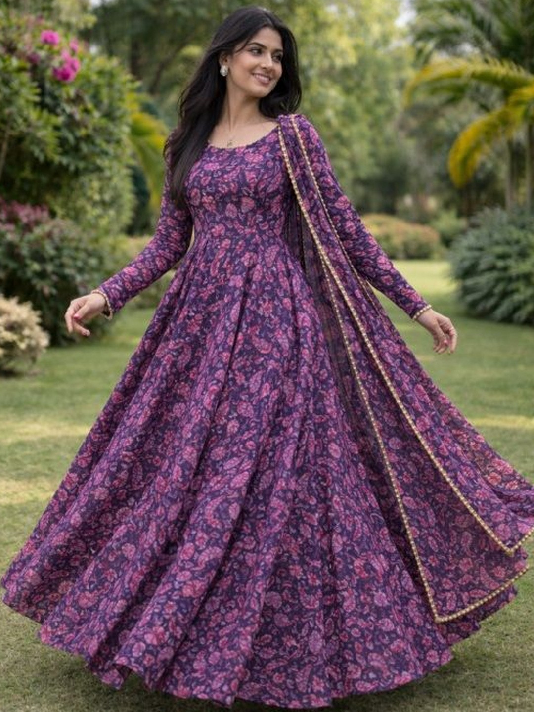 Jash Creation Women Printed Crepe Anarkali Kurta