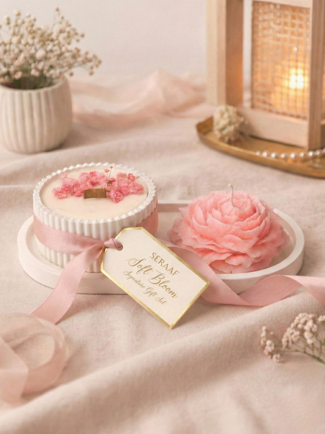 SERAAF White & White 4 pieces Jar Candle