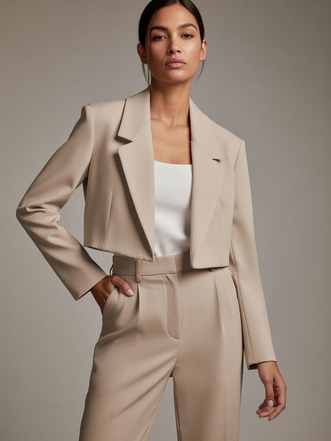 CREZYVEZY Notched Lapel Long Sleeves Open Front Blazers