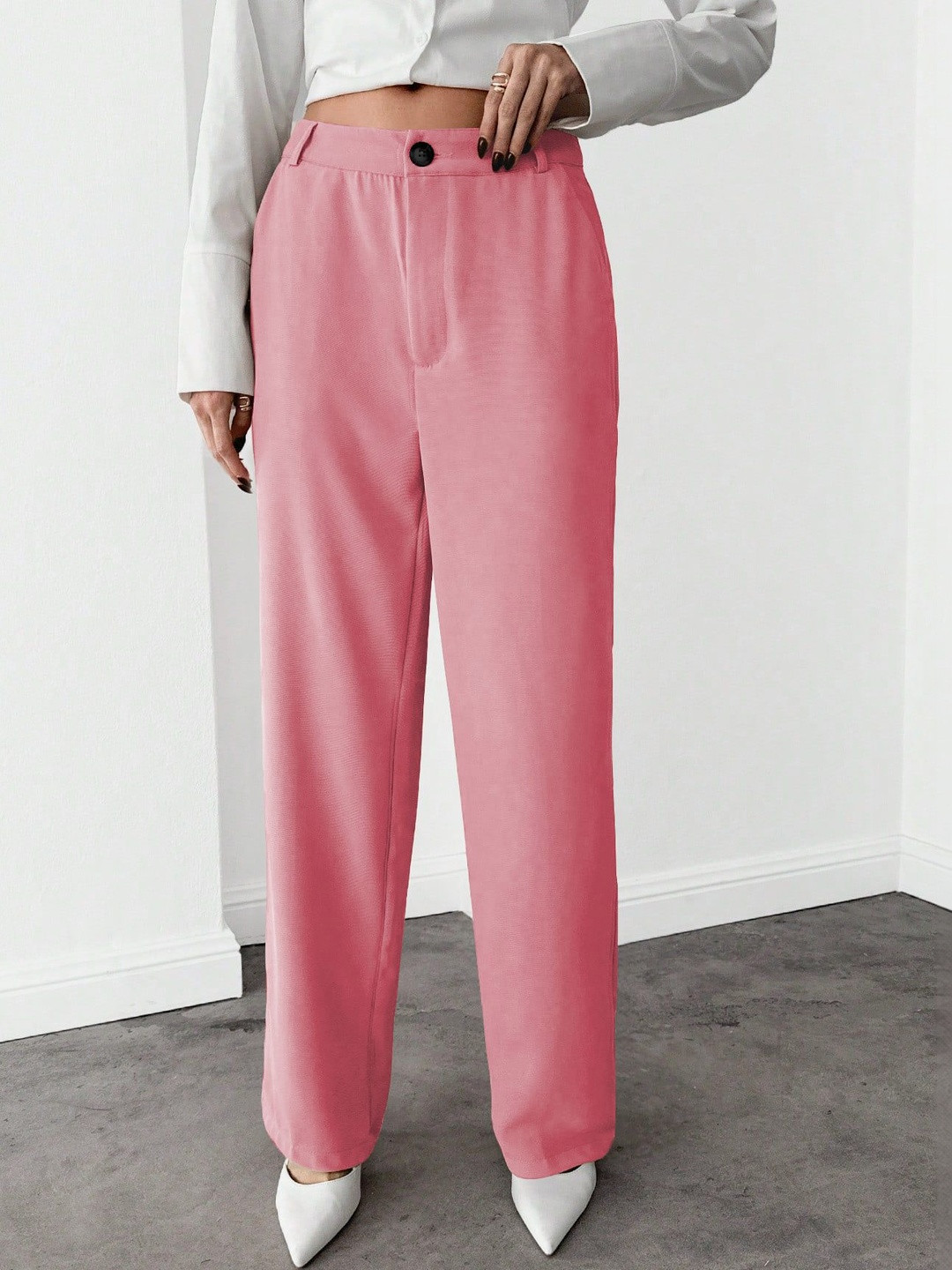 CREZYVEZY Women High-Rise Wrinkle Free Trousers