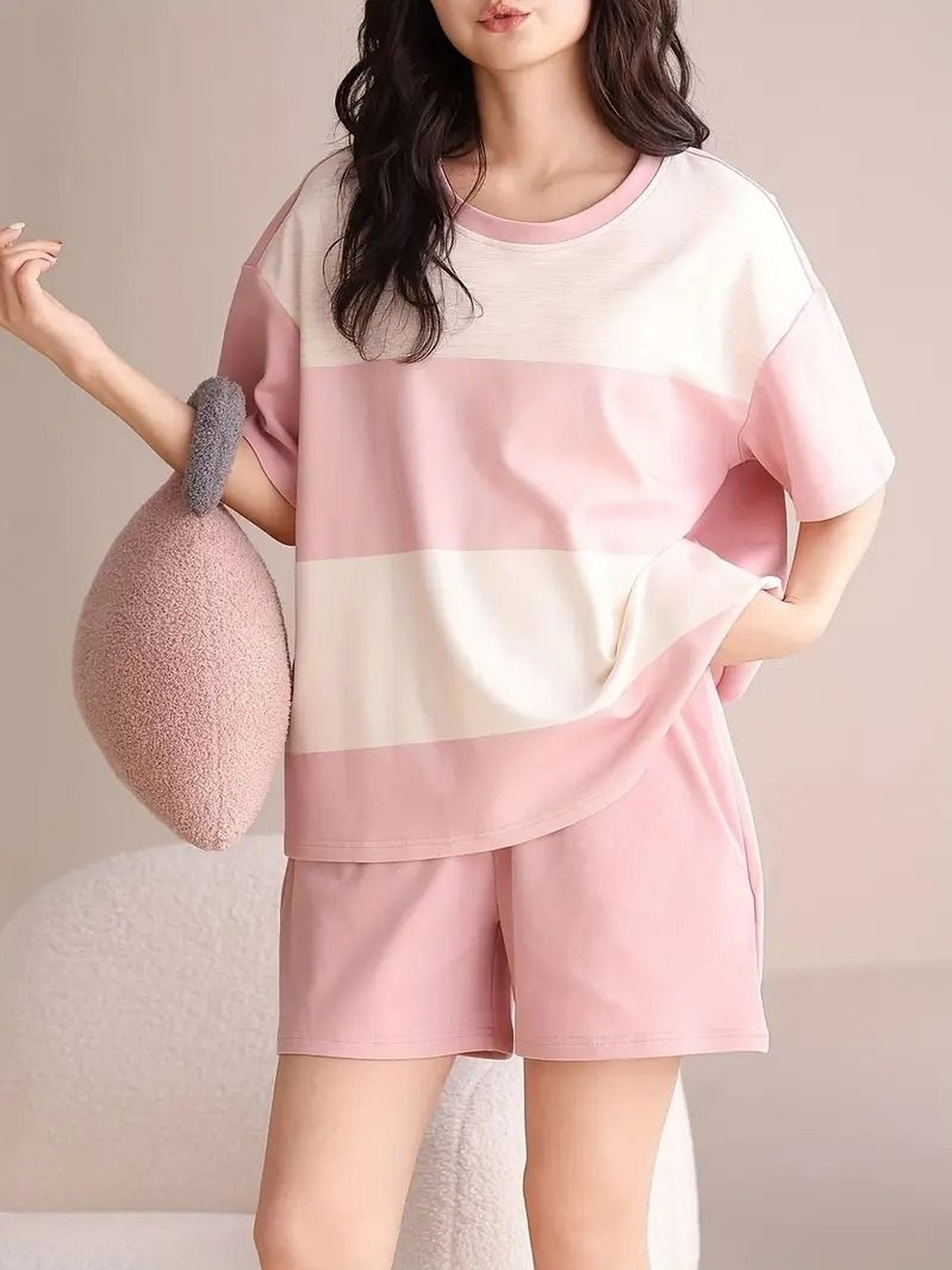 GEBET Women Colourblocked Night suit