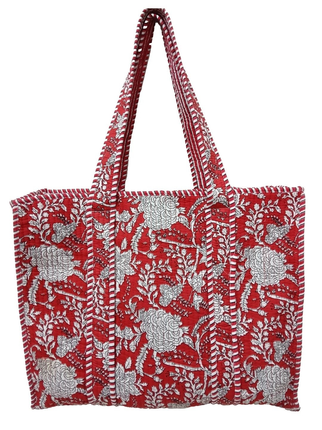 DORAYA Floral Printed Oversized Shopper Tote Bag with Quilted