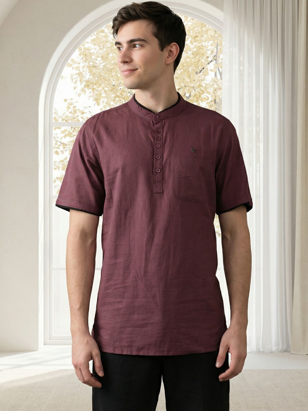 Kuons Avenue Men Mirror Work Pastels Kurta