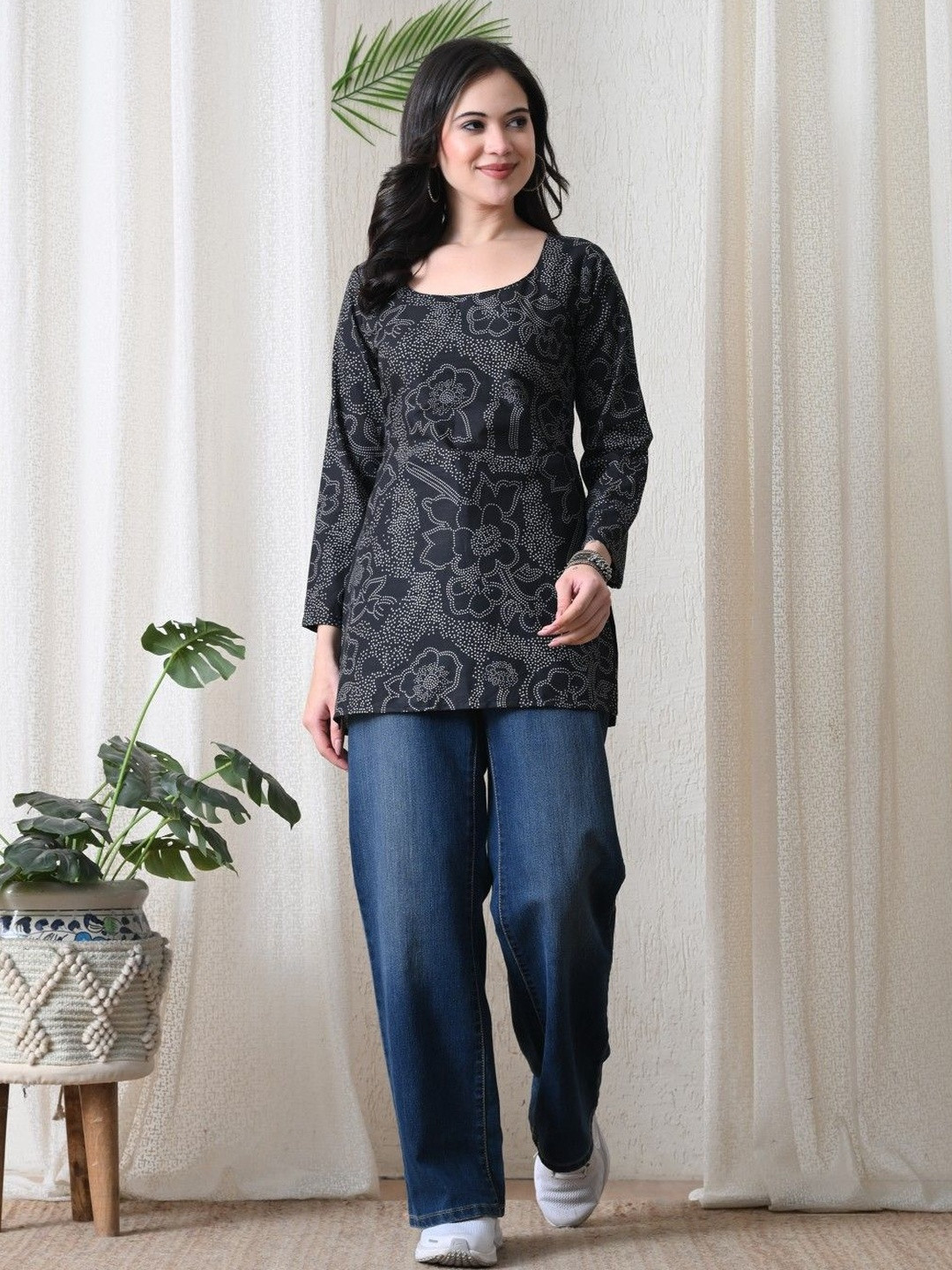 BKApparels Floral Printed Pure Cotton Blend Kurti