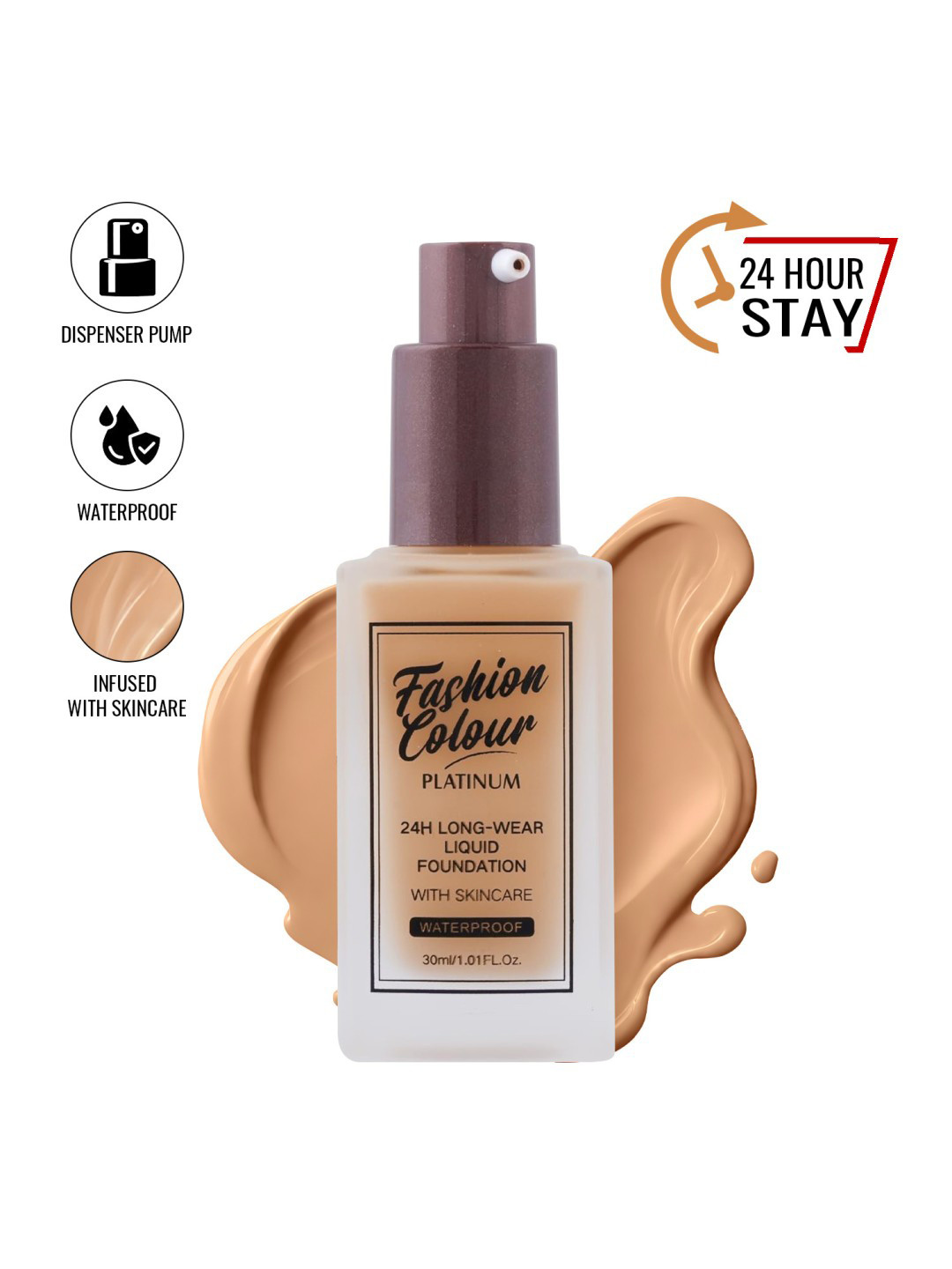 Fashion Colour 24Hr Longwear Liquid Foundation- 30 ml- Mocha