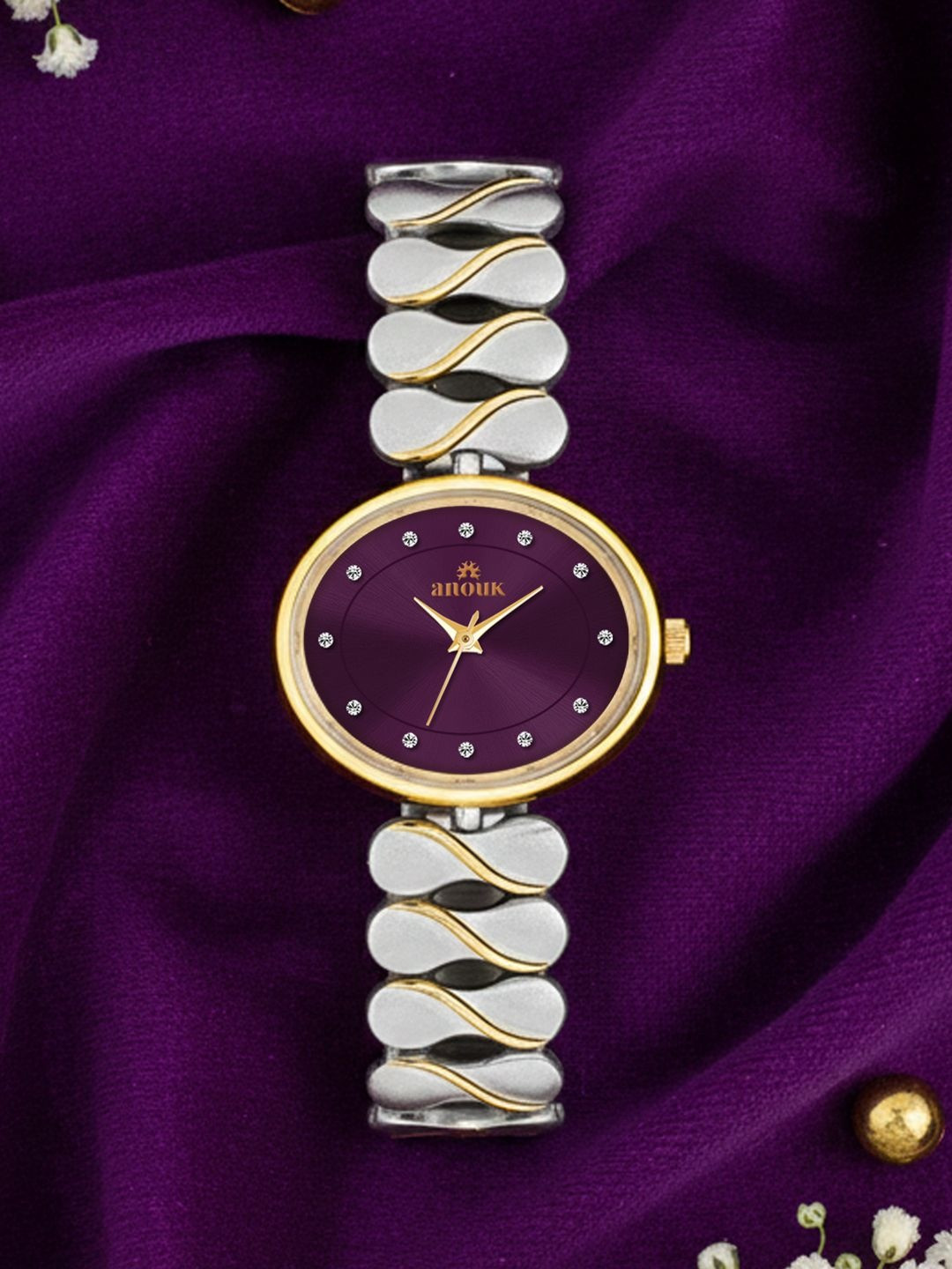 Anouk Women Embellished Dial & Bracelet Style Straps Analogue Watch ANW-047-PR