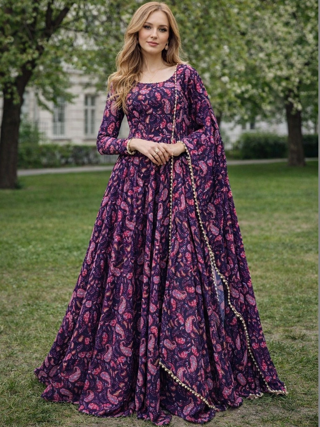 Raiyani Enterprise Print Crepe Maxi Dress