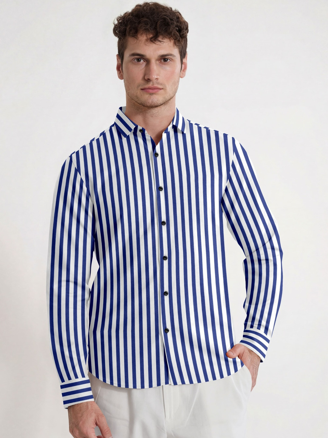SANBROS Men Classic Striped Casual Shirt